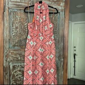 Flying Tomato Pink and Green Geometric Jumpsuit